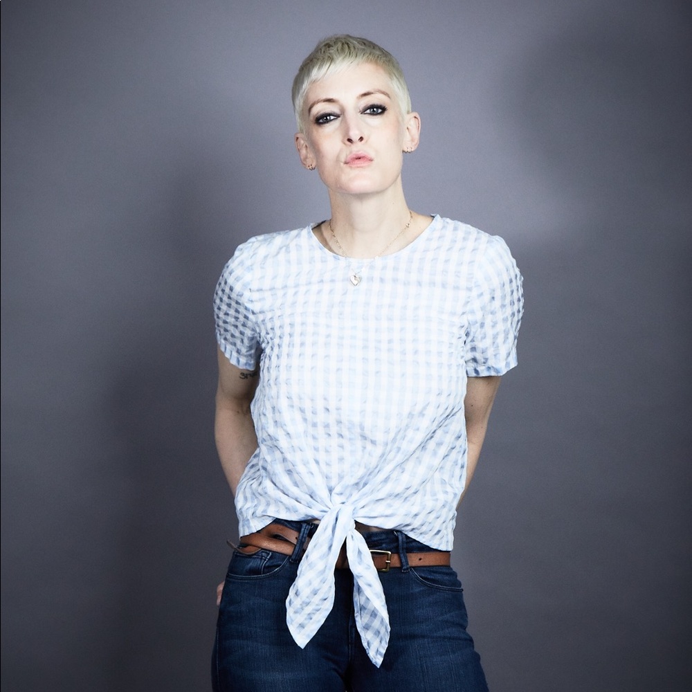 Madewell Gingham tie front blouse